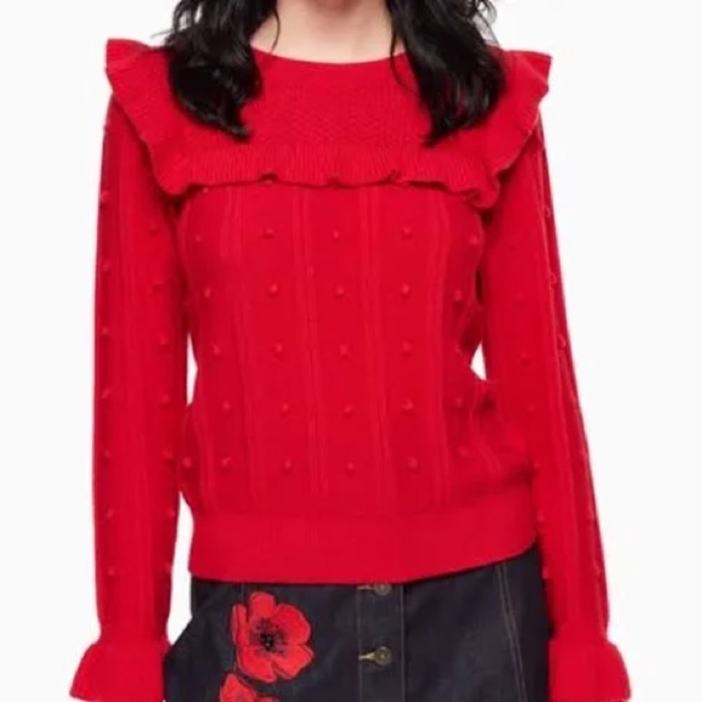 kate spade Red Ruffle Sweater